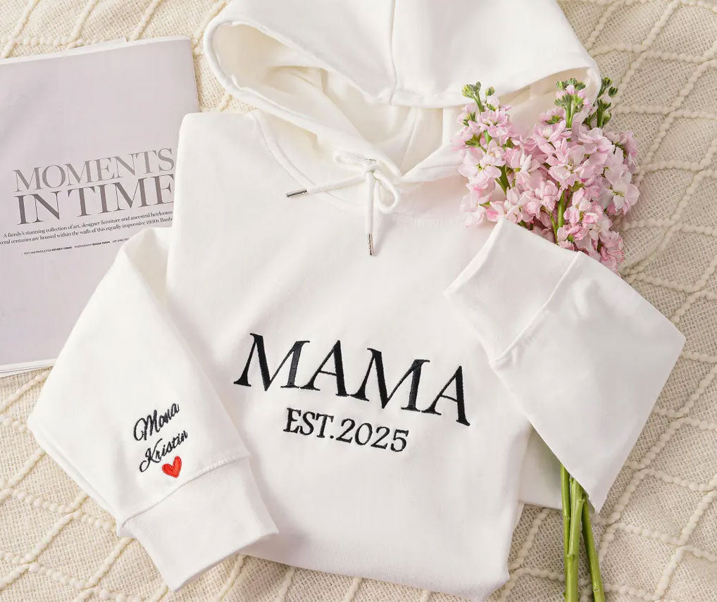Personalisiertes Mama Sweatshirt Bestickt – Familien Pullover mit Kindernamen