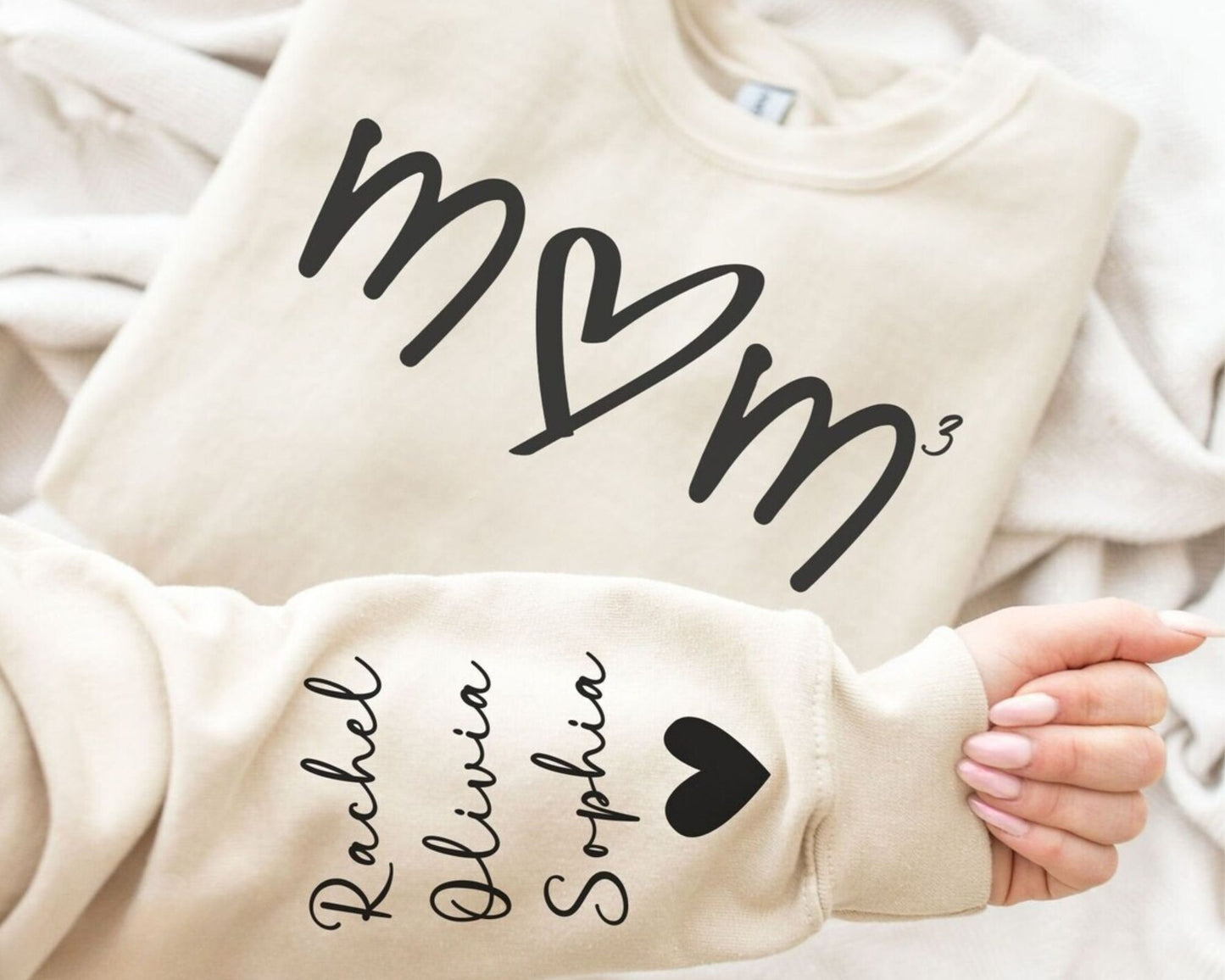 Mama Sweatshirt mit den Namen der Kinder auf dem Ärmel - Personalisiertes Geschenk für Mama