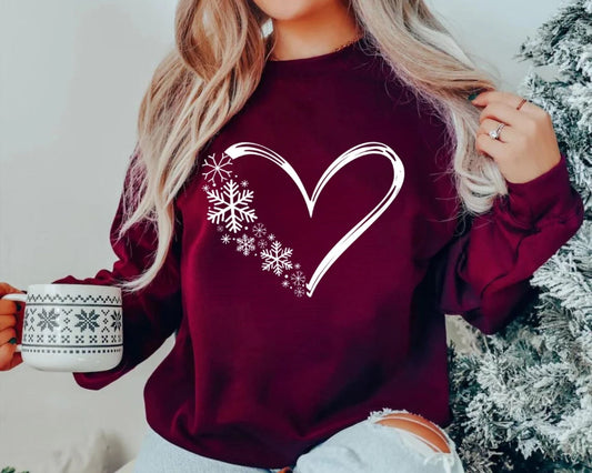 Schneeflocken-Herz Sweatshirt - Weihnachtsgeschenk