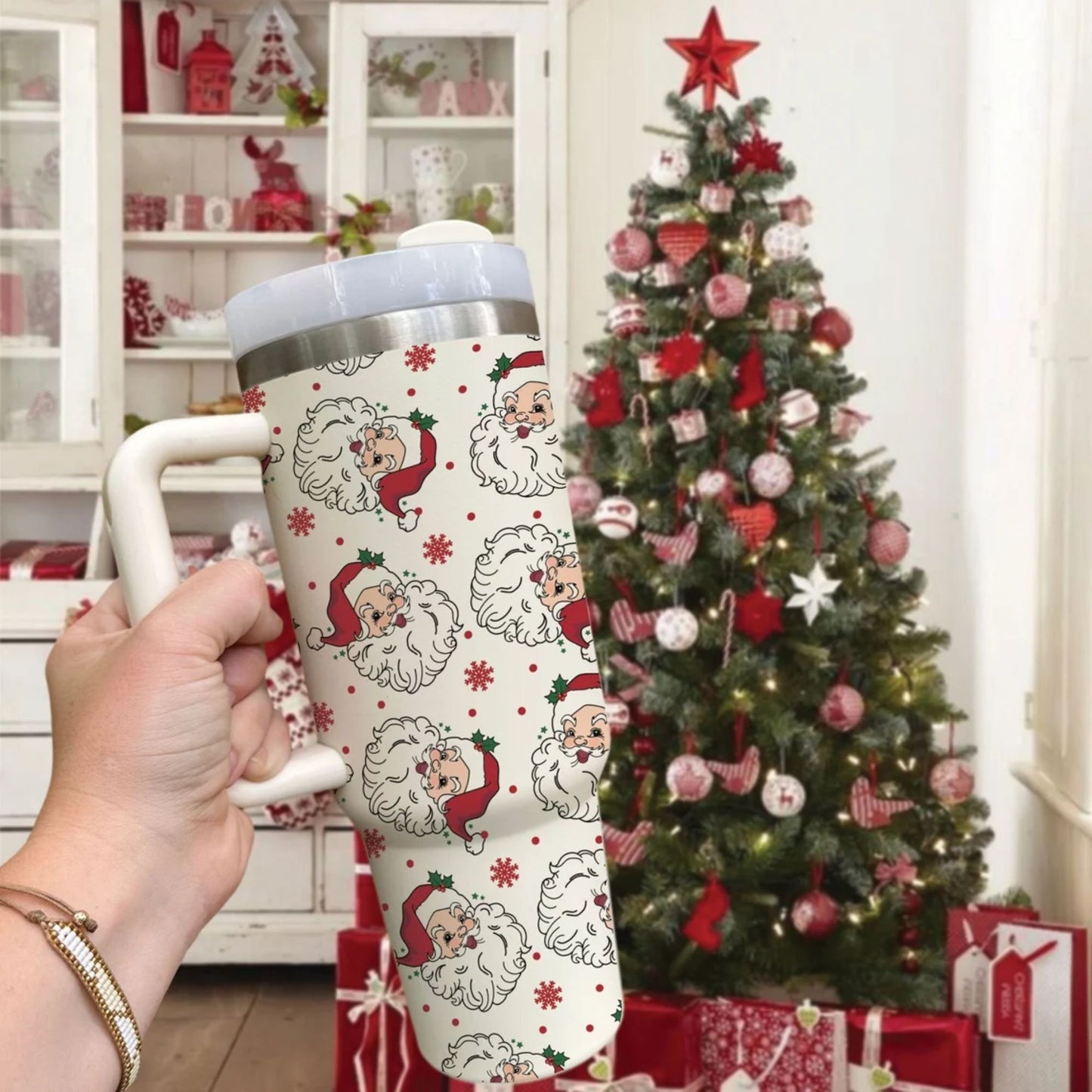 Weihnachtlicher Santa Claus 40oz Tumbler, Retro Santa Weihnachtstumbler