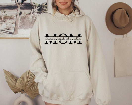 Personalisierter Mama Hoodie mit Namen der Kinder - Geschenk für Mama