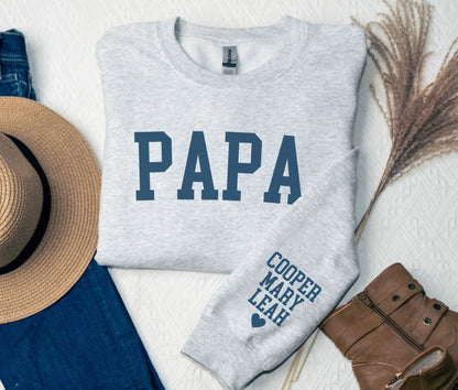 Papa-Sweatshirt mit den Namen der Enkelkinder, Personalisierter Papa-Hoodie, Opa-Geschenk