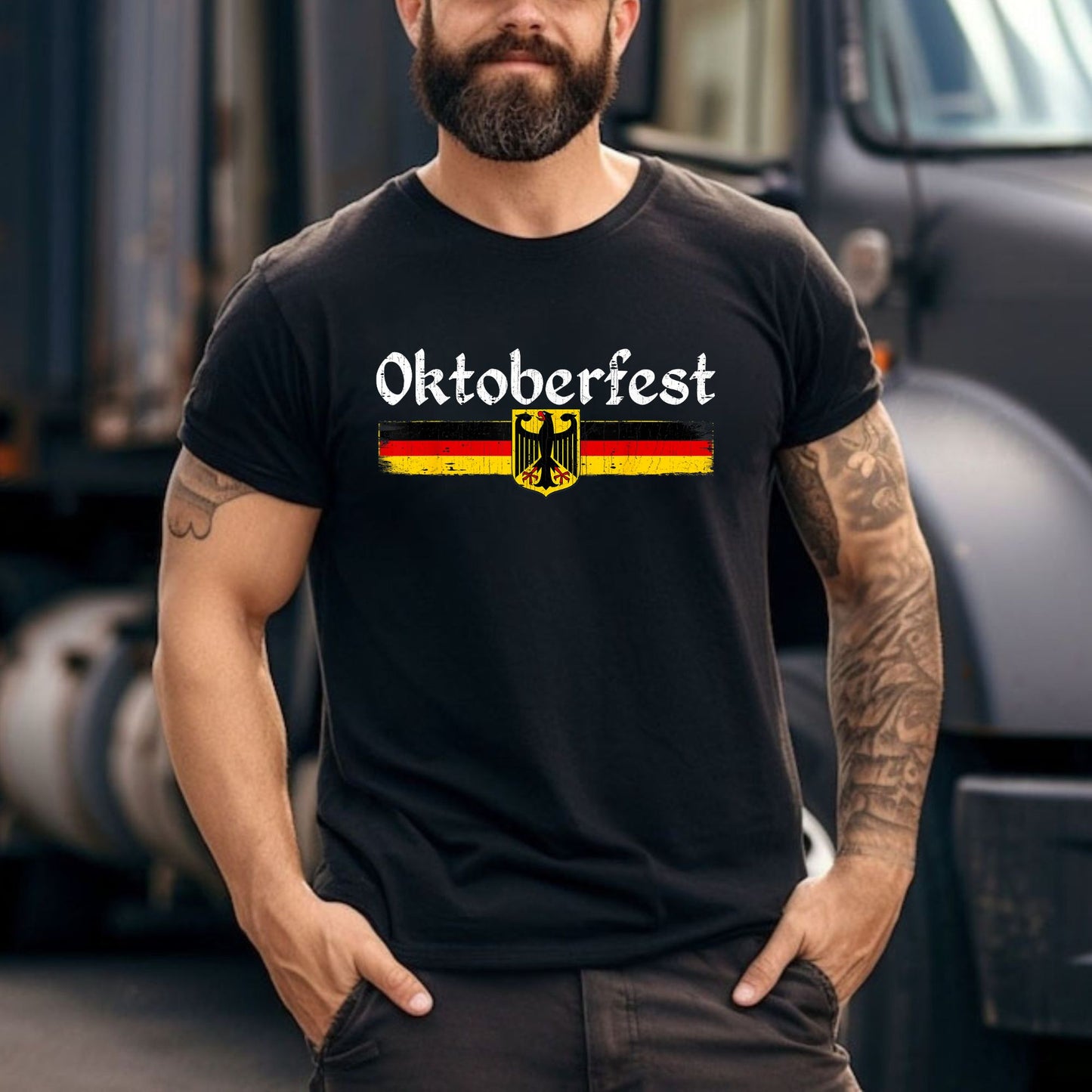 Oktoberfest Drinking Men Women Vintage German Flag T-Shirt