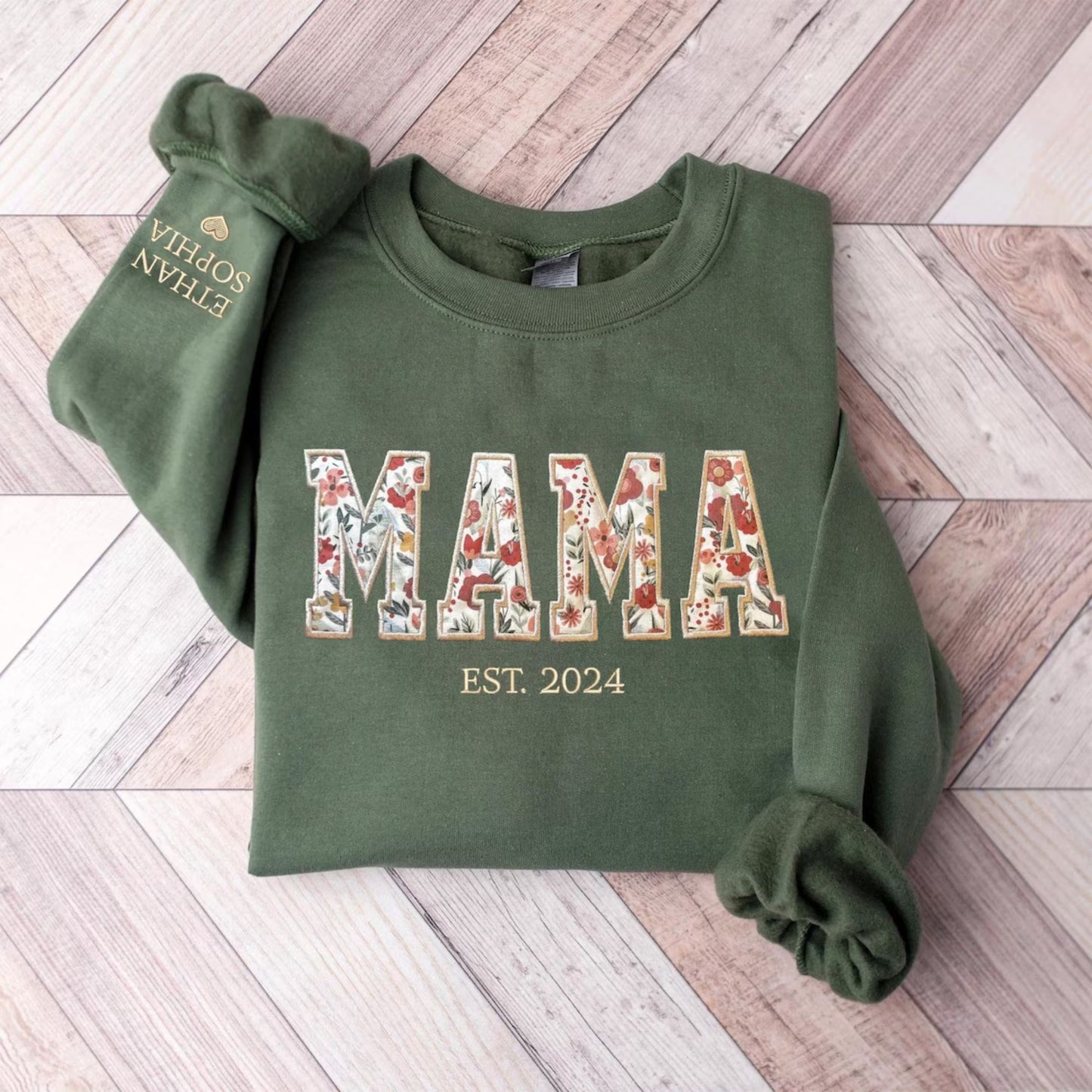 Besticktes Sweatshirt mit Blumenmotiv für Oma, Geschenk für Großmutter