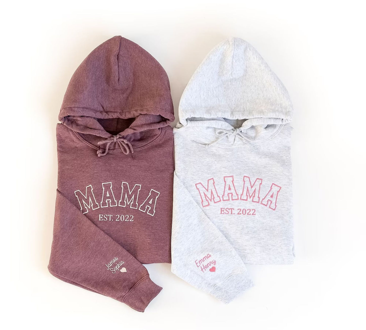 Personalisierter bestickter Mama Hoodie mit Namen auf dem Ärmel - Geschenk für Mama