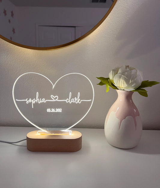 Personalisierte Nachtlampe als Valentinstagsgeschenk – Romantisches Geschenk für Paare