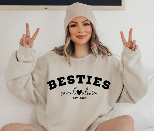 Personalisierter Besties Sweatshirt und Hoodie - Geschenk für die beste Freundin