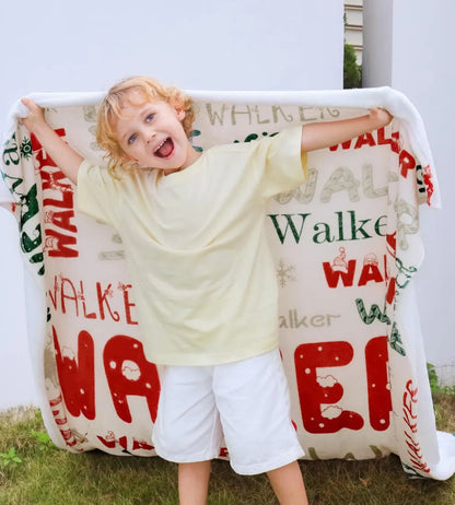 Personalisierte Weihnachtsdecke mit Namen - Individuelle Namensdecke für Kinder