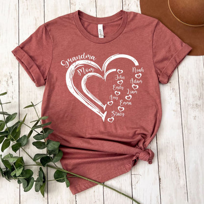 Personalized Grandma Shirt, Grandma Heart Sweatshirt