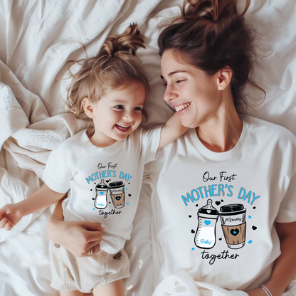 Unser Erster Muttertag-Shirt  Personalisiertes Set für Mutter und Baby