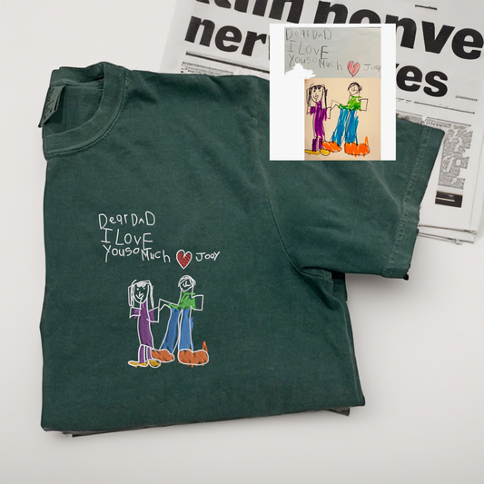 Child's Drawing Transformed into Embroidery – Personalized Family Gift