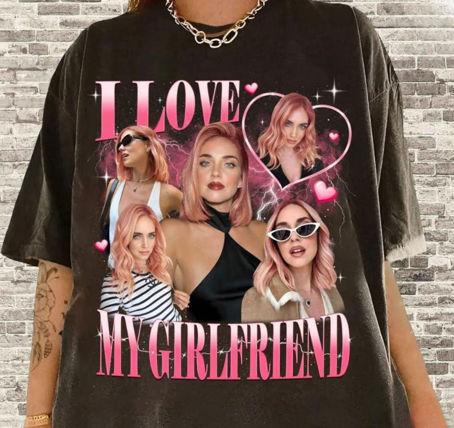 Ich liebe meine Freundin Shirt mit individuellem Foto, Valentinstagsgeschenk – 90er-Jahre Bootleg-Shirt