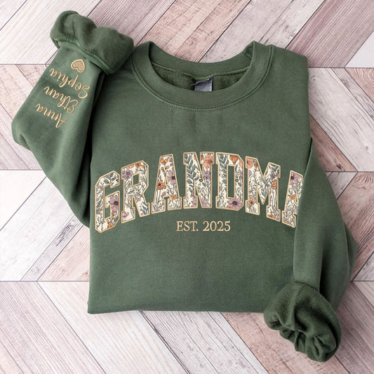 Bestickter Mama Oma Pullover mit Namen, Geschenk für Mama