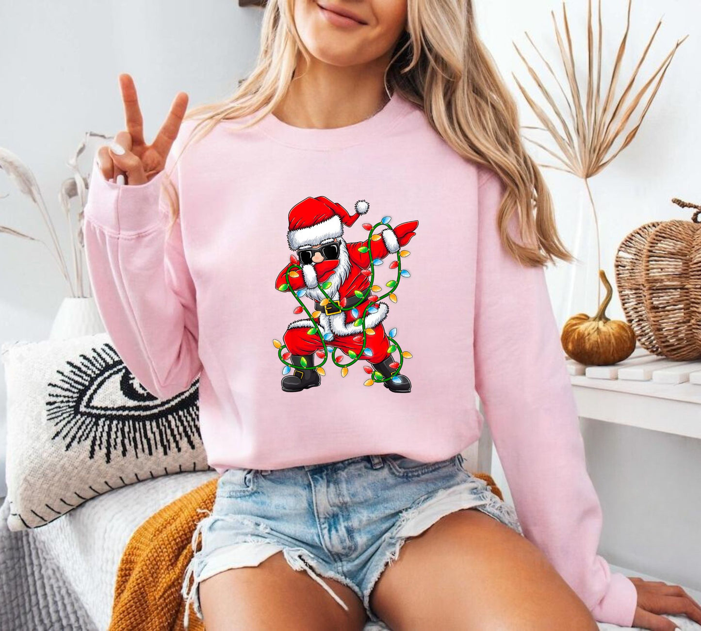 Dabbing Santa Weihnachtslichter Sweatshirt - Lustige Weihnachtsgeschenke