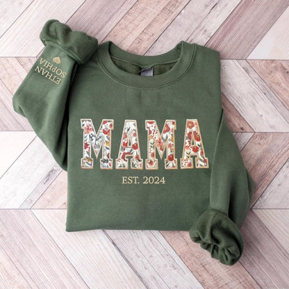 Besticktes Mama-Sweatshirt, Personalisiertes Mama-Sweatshirt mit Namen – Geschenk für Mama