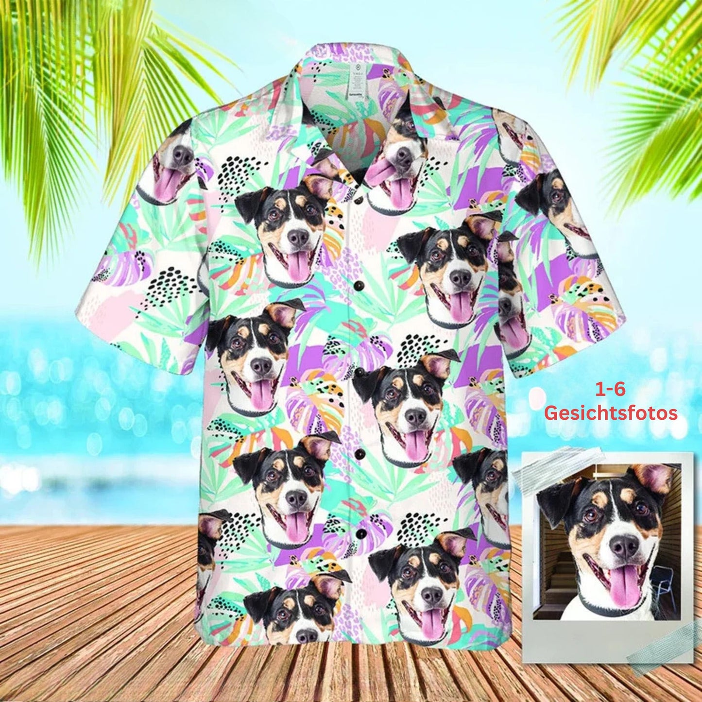 Personalisiertes Foto Hawaiihemd, Gesichtsurlaub Tropisches Musterhemd für Männer und Frauen