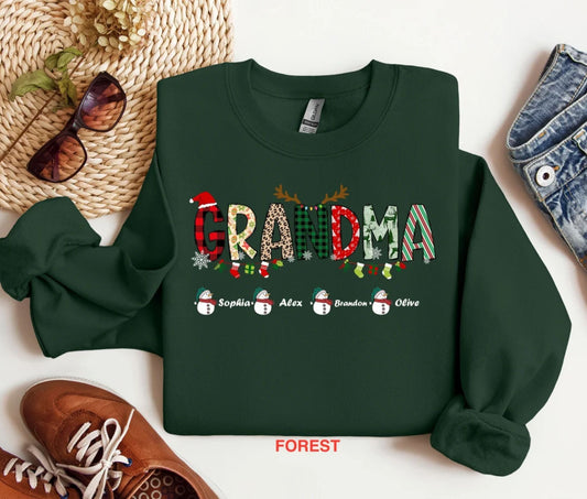 Personalisiertes Oma Sweatshirt mit den Namen der Enkelkinder – Weihnachtsgeschenk für Oma