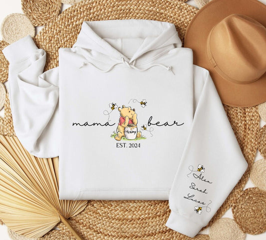 Mama Bär – Personalisiertes Mama Sweatshirt mit Gründungsjahr und Kindernamen auf dem Ärmel