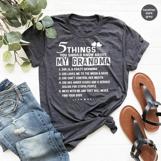 Best Grandma T-Shirt, Five Things About My Grandma Shirt