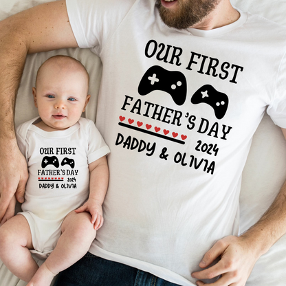 Gamer T-Shirts für Daddy und Mich - Personalisiertes Erstes Vatertagsgeschenk