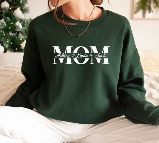 Personalisierter Mama-Sweatshirt mit Namen der Kinder, Individueller Mama-Sweatshirt