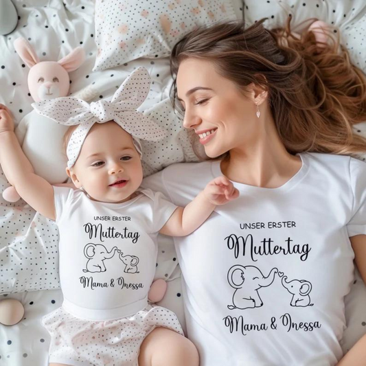 Erster Muttertag Personalisiertes T-Shirt-Set - Geschenk für Mütter