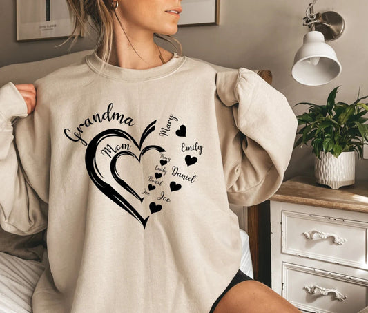 Personalisiertes Oma Herz Sweatshirt, Geschenk für Mama