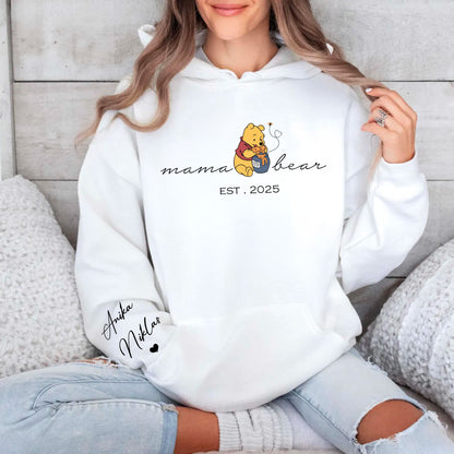 Personalisiertes Mama-Bär Sweatshirt mit Kindernamen auf dem Ärmel, Geschenk zum Muttertag