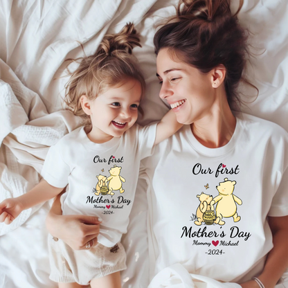 Personalisiertes Winnie Pooh Erstes Muttertag Shirt – Mit Name und Jahr