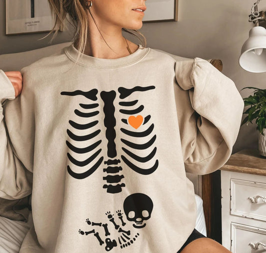 Skelett Halloween Umstandspullover - Geschenk für Mama