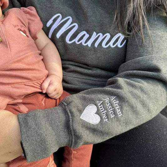 Individuell besticktes Mama Sweatshirt mit Namen, Geschenk für Mama