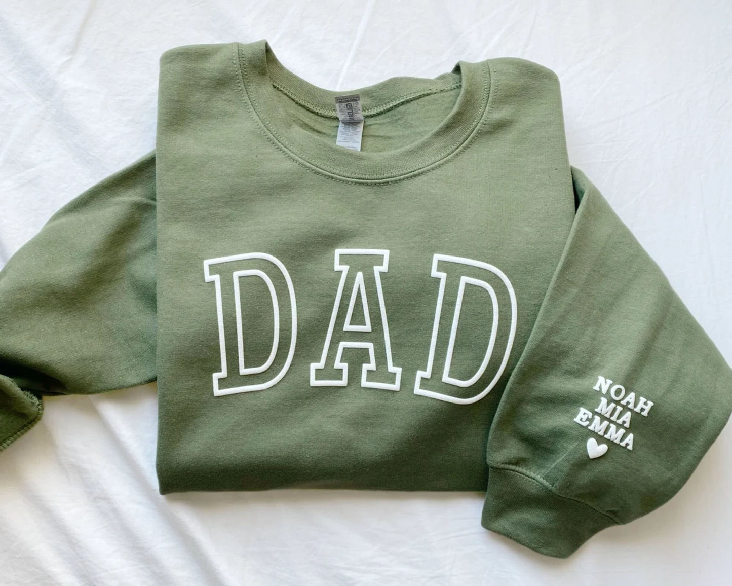 Personalisiertes Papa Sweatshirt mit den Namen der Kinder auf dem Ärmel - Geburtstagsgeschenk für Papa