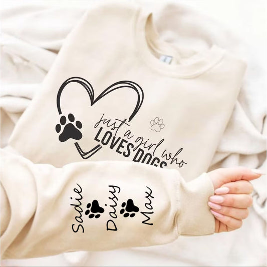 Personalisierter "Ein Mädchen, das Hunde liebt" Sweatshirt – Geschenk für Hundeliebhaber