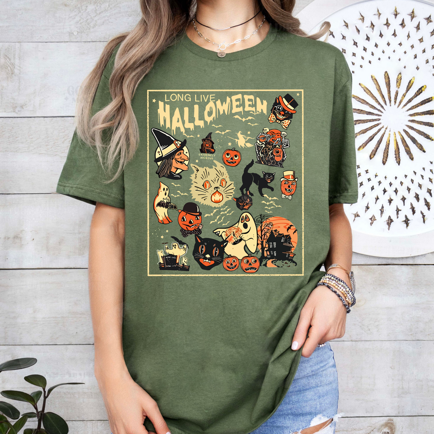 Retro-Halloween-Design Schwarze Katze Herbst