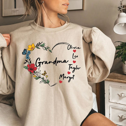 Personalisiertes Oma Sweatshirt - Oma Geschenk mit den Namen der Enkelkinder