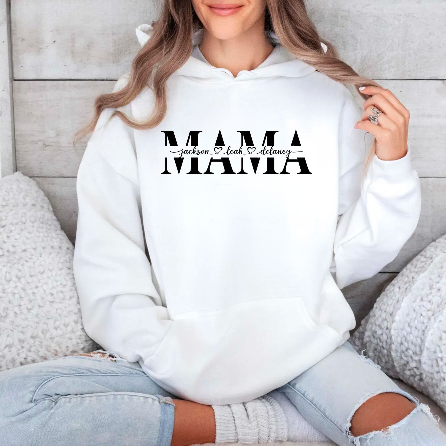 Personalisiertes Mama-Sweatshirt mit Kindernamen, Muttertagsgeschenk für Mama