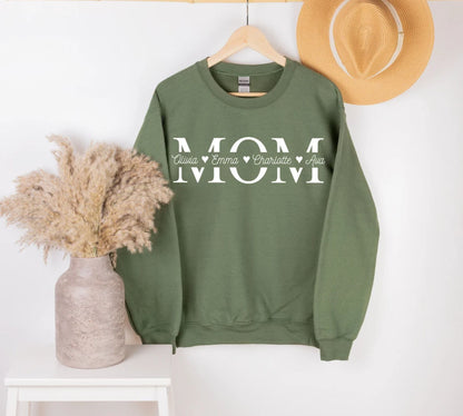 Personalisiertes Mama-Sweatshirt mit Kindernamen, Individueller Mama-Hoodie