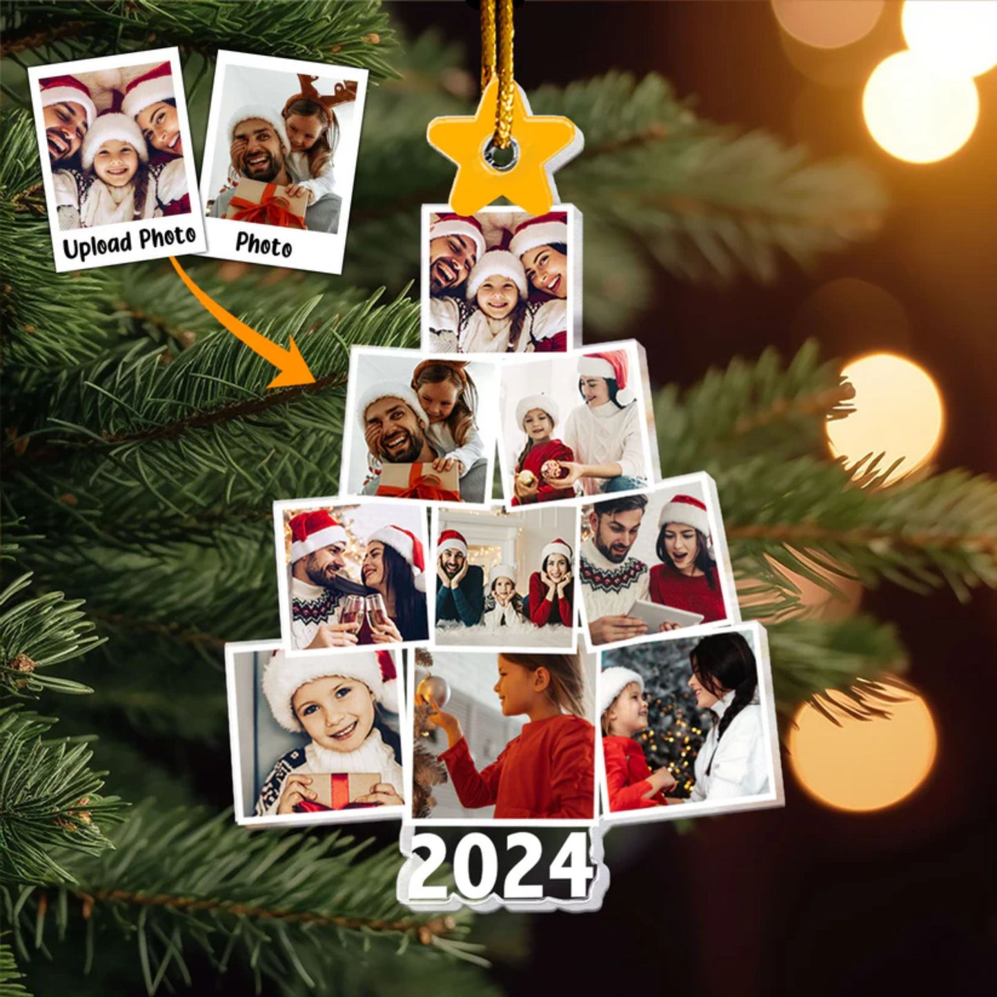 Foto-Weihnachtsbaum der Familie - Personalisiertes Familienfoto-Ornament