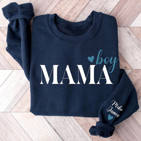 Personalisiertes Boy Mama Sweatshirt, Individuell gestalteter Hoodie für Jungen-Mamas