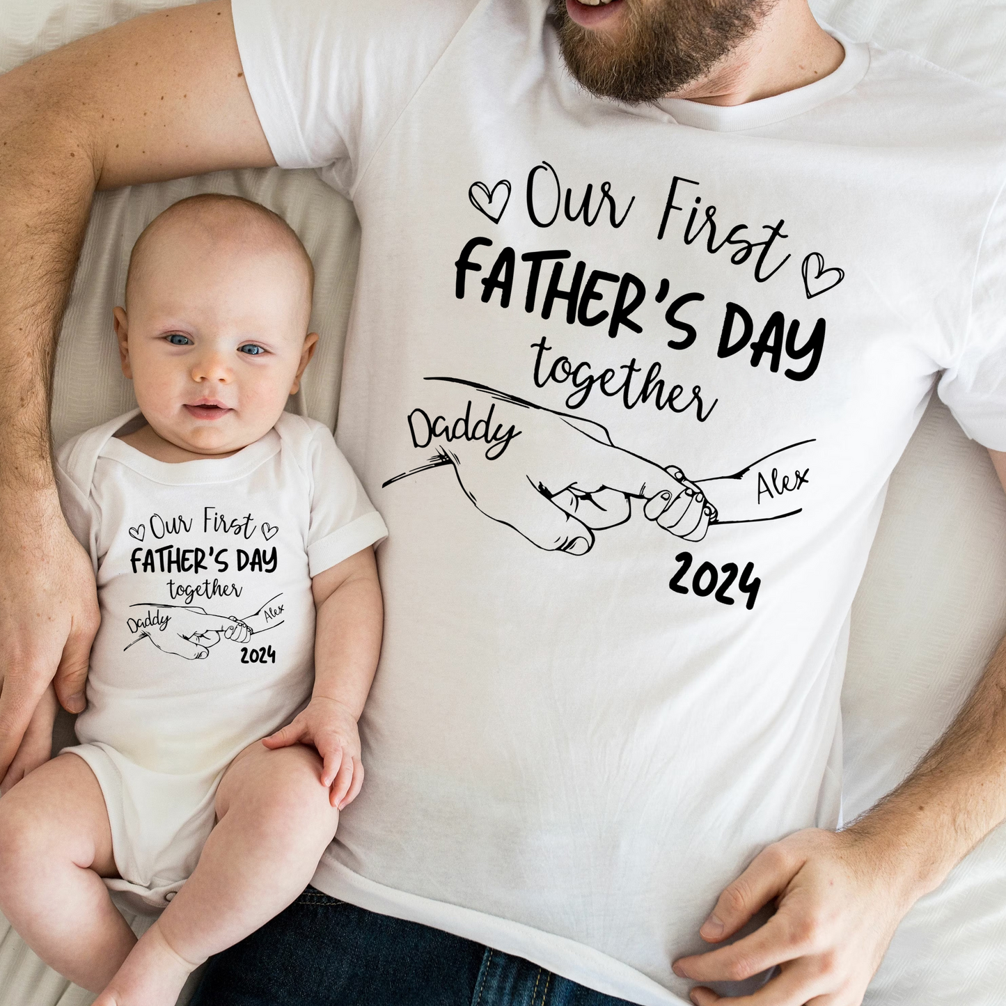 Unser Erster Vatertag Zusammen - Personalisiertes T-Shirt