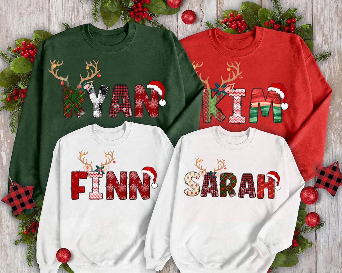 Personalisierter Familien-Weihnachtssweatshirt mit Namen – Perfektes Weihnachtsgeschenk