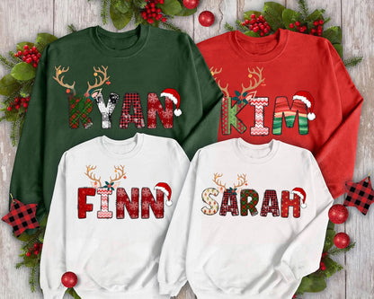 Personalisierter Familien-Weihnachtssweatshirt mit Namen – Perfektes Weihnachtsgeschenk