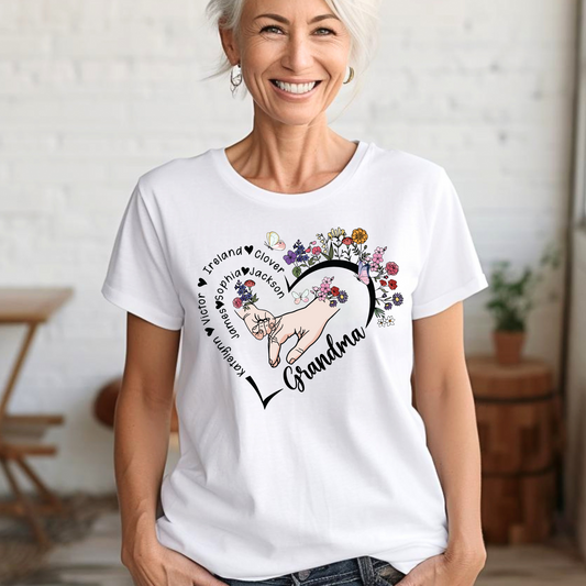 Custom 'Grandma' Series Sweatshirt with Floral Heart - Select Your Title & Add Names