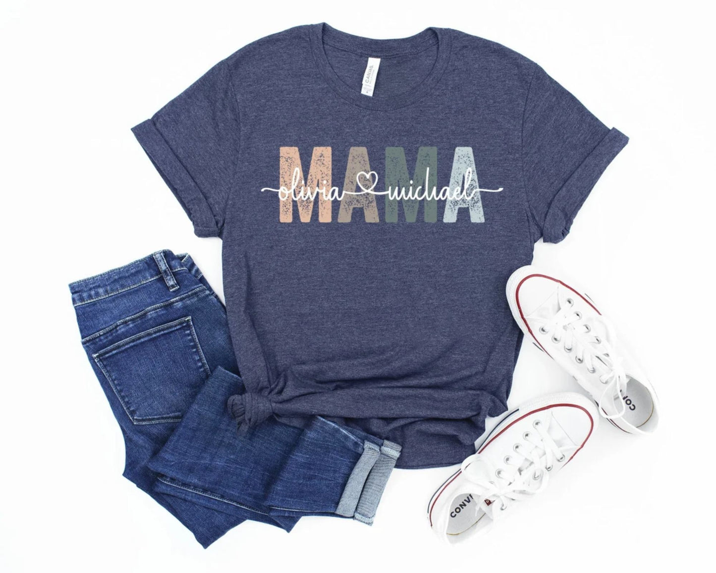 Personalisierte Mama Shirt - Geschenk für Mama, Individuelles Mama Shirt mit den Namen der Kinder