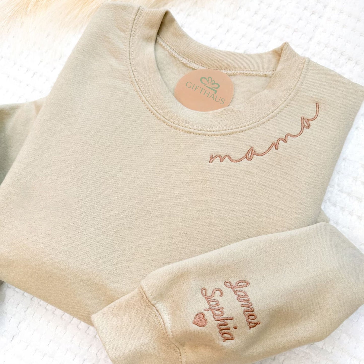 Personalisiert besticktes Mama Sweatshirt mit Kindernamen, Mama Geschenk