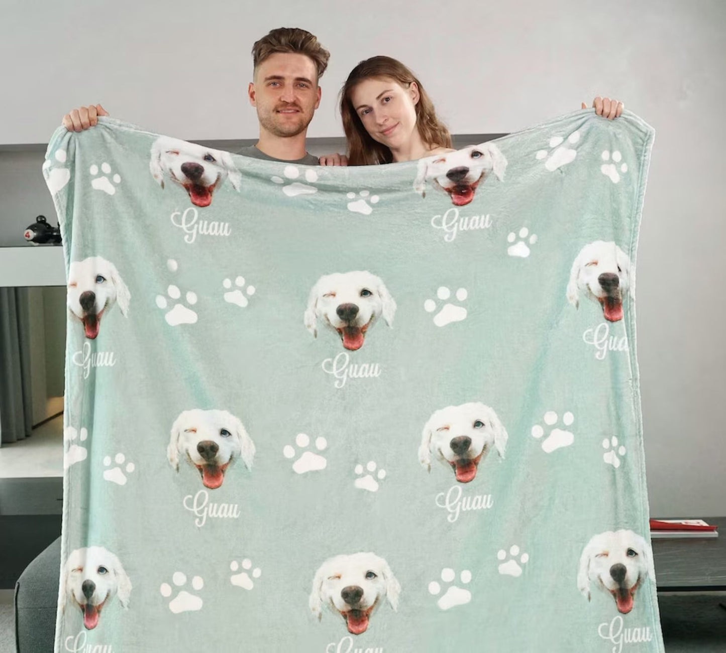 Personalisierte Hundedecke mit Namen - Geschenk für Hundeliebhaber, Individuelle Fotodecke für Hunde