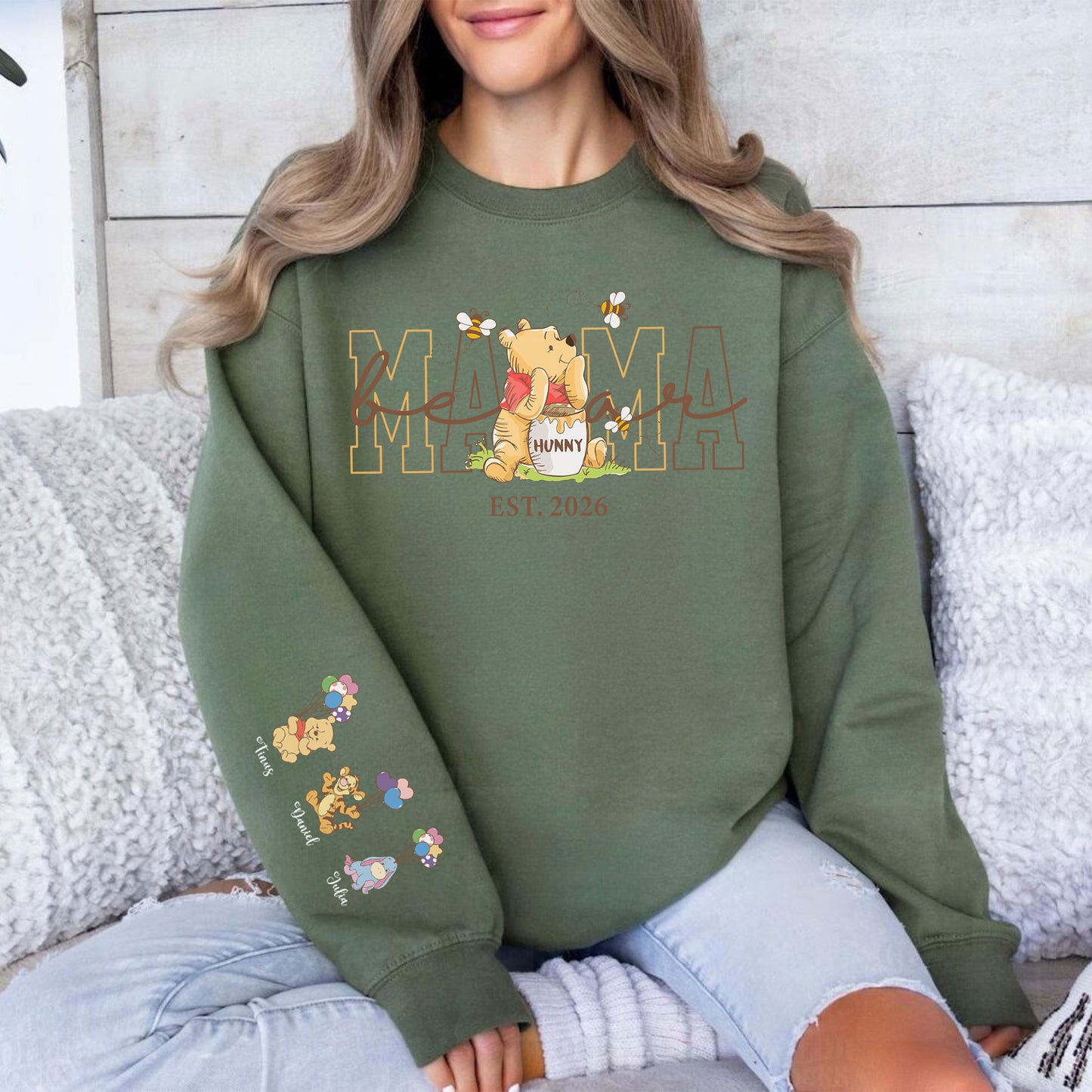 Personalisiertes Mama Bär Sweatshirt mit Kindernamen – Muttertagsgeschenk