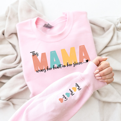 Personalized Mother's Day Gift, Heart Sleeve Mama