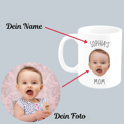 Personalisierte Baby-Gesicht-Tasse, Tasse für neue Mütter, Familiengeschenk