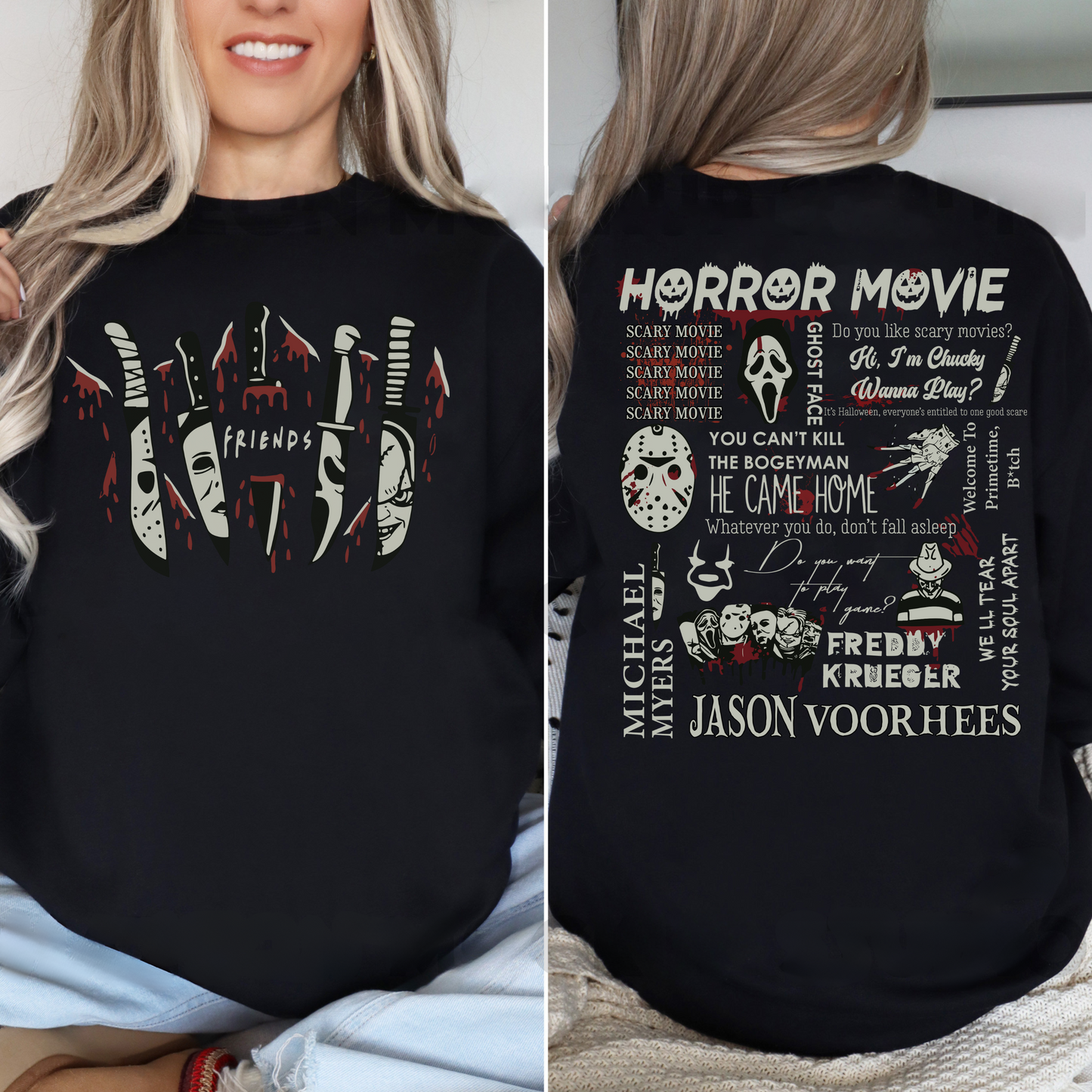 Retro Gruselfiguren Halloween Shirt für Horrorfilm Fans